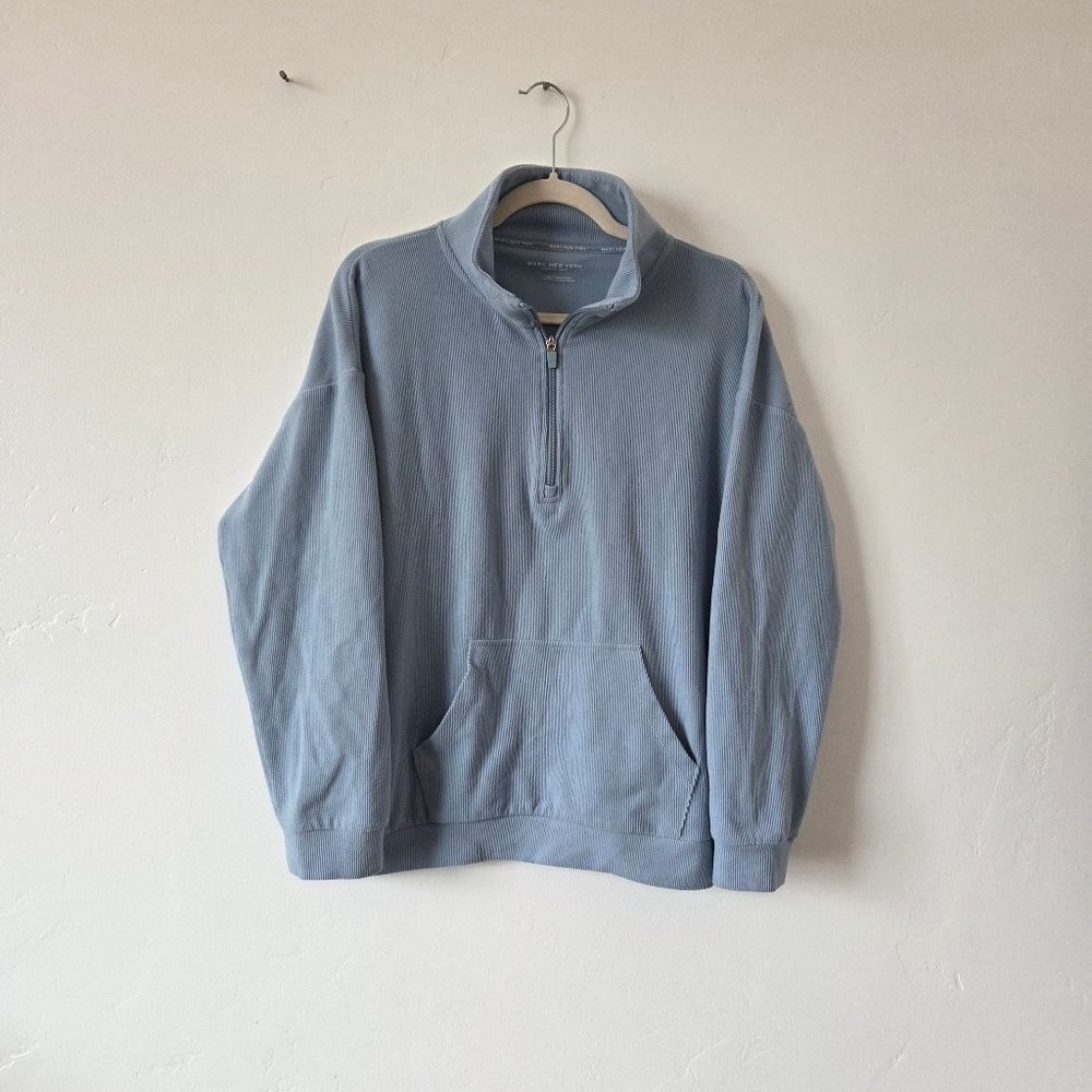Marc New York Blue Corduroy Quarter Zip Pullover Sweater Cozy Loungewear Large